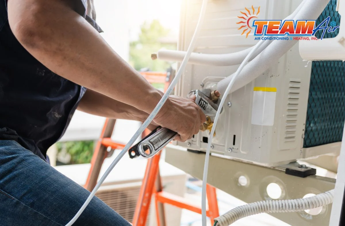 Air conditioner receiving professional maintenance Air conditioner receiving professional maintenance to ensure reliable performance and year-round peace of mind